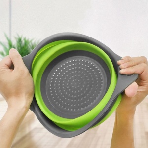 Set 2 strecuratori pliabile din silicon alimentar Flippy, cu manere, fund antiaderent si antialunecare, rotunda, doua dimensiuni, usor de depozitat, compatibil cu masina de spalat vase, verde - Img 6