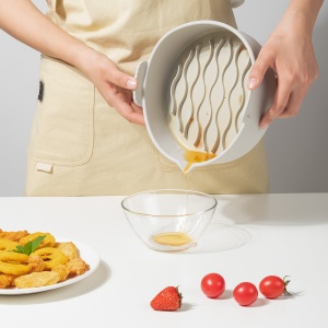 Set 2 tavi din silicon ecologic pentru air fryer Flippy, temperatura maxima 230 grade, reutilizabile, reciclabile, cu manere anti-alunecare, fund antiaderent, 18.7 x 19.5 x 7 cm, gri - Img 9
