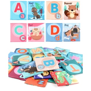 Set 26 Carduri din Panza cu Doua Fete, Flippy, Model Litere, Educational, Interactiv, Saculet Inclus, Multicolor - Img 5
