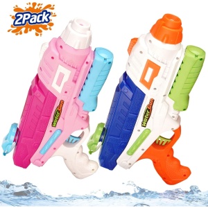Set 2x Pistol cu Apa pentru Copii, Rezervor, Pentru Piscina/Plaja, Flippy, 6ani+, Roz + Albastru, 600 ML - Img 5