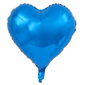 Set 3 Baloane din Folie Metalizata, Flippy, Figurina Inima, Tema Ziua Indragostitilor, 45 cm, Ambalaj Individual, Pai Inclus, Umflare cu Aer sau Heliu, Albastru/Argintiu - Img 2