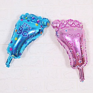 Set 3 Baloane din Folie Metalizata, Flippy, Figurine Picior 46x79 cm, Inima 45 cm, Stea 45cm, Model It's a Girl, Tema Gender Reveal, Ambalaj Individual, Pai Inclus, Umflare cu Aer sau Heliu, Roz - Img 6