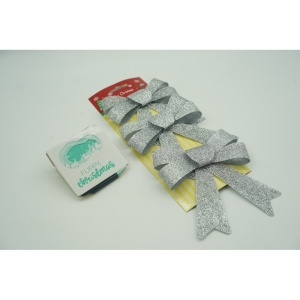 Set 3 fundite pentru brad, Argintii, cu sclipici, 10 x 11 cm, din poliester, Flippy - Img 2