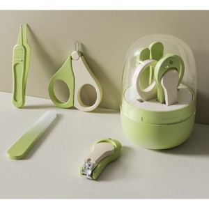 Set 4in1 de Ingrijire Unghii pentru Bebelusi, Flippy, Cutie de Depozitare Tip Borcan, 0-6 Ani, 10 x 7 x 6 cm, Verde - Img 5
