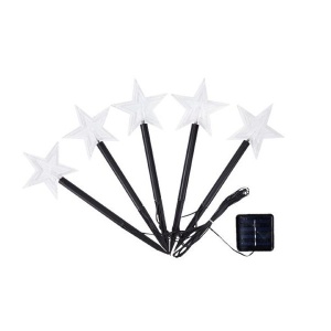 Set 5 Lampi solare LED de exterior Model Stea, pentru gradina, Flippy, 35.5 cm, Alb Cald - Img 1