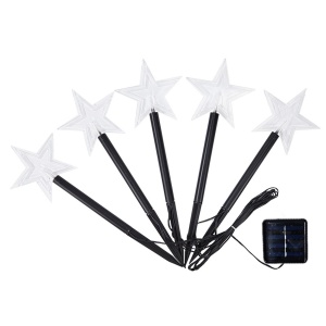 Set 5 Lampi solare LED de exterior Tip Stea pentru gradina Flippy, 35.5 cm, Alb Cald - Img 1