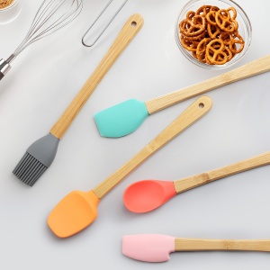 Set 5 Mini Spatule de Silicon Flippy, pensula, Stejar, Multicolor - Img 7