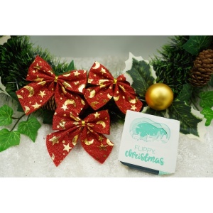 Set 6 fundite pentru brad, Rosii, cu stelute , 8 x 8 cm, din poliester, Flippy - Img 5