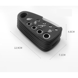 Set 6 in 1 mini ustensile bucatarie Flippy, taietor pizza, cutit, curatator, razatoare, desfacator, presa usturoi, manere din ABS, lame ascutite din otel inoxidabil, 7.1 x 12.9 x 4.8 cm, negru - Img 2