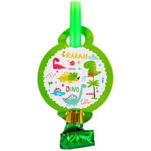 Set 6 Suflatori, Flippy, Colectia Dino Park, 12 x 7 cm, din Carton/Plastic/Hartie, Multicolor - Img 1