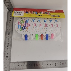 Set 6 Suflatori, Flippy, Colectia Happy Birthday, 19 x 11 cm, din Carton/Plastic/Hartie, Multicolor - Img 3