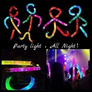 Set 6 Tuburi Antistres, Flippy, cu Lumina LED, Fidget Pop Tube, multicolor - Img 2