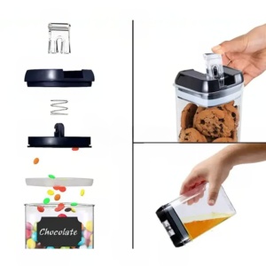 Set 7 Recipiente Organizare Alimente, Flippy, Inchidere Etansa, Etichete Reutilizabile, Cupe Masurare, 4 Dimensiuni Diferite, din Plastic Dur, Transparent - Img 7