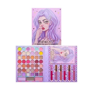 Set 8 Produse de Machiaj, KEVIN & COCO, Violet Fairy, 51 culori, 19.5 x 24.5 x 2.5 cm - Img 11