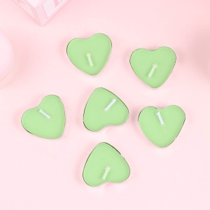 Set 9 Lumanari in Forma de Inima, Flippy, pentru Ziua Indragostitilor, Aroma de Mar, Ardere 3.5 h, din Parafina, 4 x 2 cm, Verde - Img 2