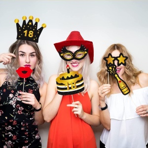 Set Accesorii pentru Petrecere, Flippy, Props pentru Coltul de Poze, pentru Majorat, Aniversare 18 Ani, Ochelari, Palarii, Mustata, Cravata, pentru Evenimente, Multicolor - Img 5