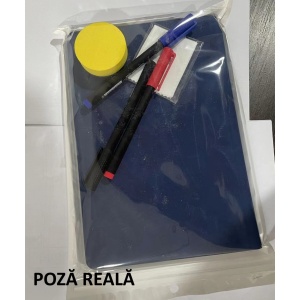 Set Agenda A5 Reutilizabila cu Pagini Tip Tabla, Agenda Pagini Albe cu Stergere Uscata, 3 Markere, 1 Burete și 1 Laveta de sters, Portabila, 24 x 16.5 cm, Coperta Piele, Albastru - Img 6