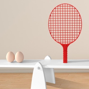 Set Badminton pentru Copii, Flippy, Doua Palete, Fluturas, 2 Mingi, Minge cu Elastic pentru Antrenament, Suport de Prindere Stabil, 40.5x23 cm, Rosu Galben - Img 5