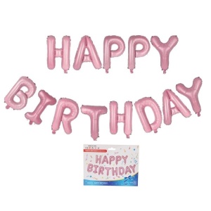 Set baloane folie Flippy, Happy Birthday, 40 cm, roz deschis - Img 2