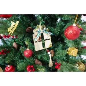 Set brad artificial de Craciun si elemente decorative, decorat cu conuri pin rosii, inaltime 210 cm, diametru 137 cm, 1172 ramuri, Flippy, verde, suport metalic inclus - Img 4