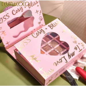 Set cosmetice Kevin&Coco, 4 Lip gloss, paleta farduri 40 culori nuante nude / rose, cutie cadou, Fara Sulfati, Pudra Compacta, Clasic, 17 x 14 x 5 cm, multicolor - Img 5