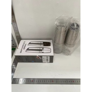 Set de 2 Rasnite electrice de Sare si Piper, Flippy, cu Camere Depozitare Transparente, Macinare, Functionare pe Baterii, cu Lumina, ABS, 20x6.5 cm, Argintiu/Transparent - Img 2