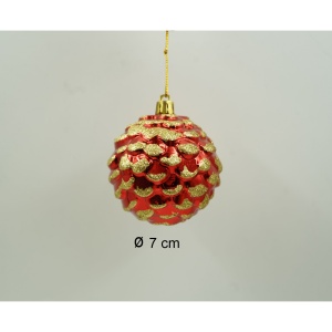 Set de 24 ornamente de brad, Flippy, de tip Glob, Alb/ Rosu, cu ø de 7 cm, din plastic, cu finisaj sclipitor , cutie 16 cm lungime x 36 cm inaltime x 16 cm adancime - Img 6