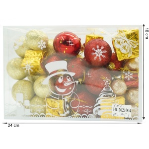 Set de 45 ornamente de brad, Flippy, de tip Glob, , din polistiren, cu finisaj sclipitor , cutie 8 cm adancime x 24 cm lungime x 16 cm inaltime - Img 6