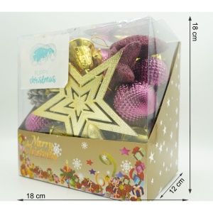 Set de 50 ornamente de brad, Flippy, de tip Glob, Rosu/ Auriu, din plastic, cu finisaj sclipitor , cutie 18 cm lungime x 12 cm adancime x 18 cm inaltime - Img 6