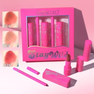 Set de Buze, KEVIN & COCO, Stay Wild, 3 Lip Stick-uri si 3 Creioane de Buze, 16.1 x 16 x 2.6 cm, Nuante Calde - Img 2