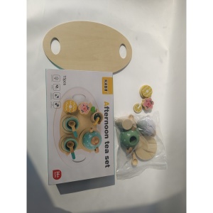 Set de Ceai Flippy, din Lemn, 15 Piese, Vopsea Ecologica, +36 Luni, Multicolor Pastel - Img 7