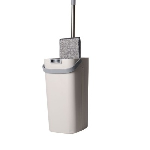 Set de Curatenie, Flippy, Mop si Galeata, Capacitate 5.7 l, 4 Rezerve Microfibra Incluse, Plastic, Utilizare Umeda/Uscata, Stoarcere Fara Maini, Albastru/Alb - Img 6