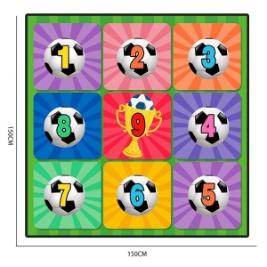 Set de Fotbal Flippy, Joc Recreativ Pentru Copii, Minge cu Scai, Plansa din Material textil, 150 x 150 cm, Model Trofeu, Multicolor - Img 2