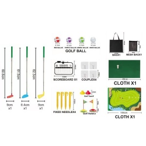 Set de Golf, Flippy, Interactiune Parinte-Copil, Covor de Golf, 140 x 98 cm, 4 Mingii cu Scai, 3 Crose Reglabile, Model C, +3 Ani, Multicolor - Img 3