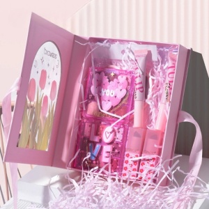 Set de Machiaj, KEVIN & COCO, 22 Culori, Model Lalele, 2 Palete de Farduri, 2 Lip Gloss-uri, 2 Lip Stick-uri, 1 Oglinda Inimioara, 15.7 x 21 x 4 cm, Multicolor - Img 8