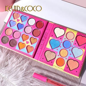 Set de Machiaj, Kevin & Coco, 26 de Culori, Pigmentate, Fard de ochi, Ruj, Gloss, Fard Obraz, 19x18x2 cm, Diferite Nuante - Img 2