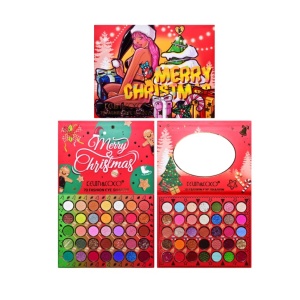 Set de Machiaj Kevin&Coco, 70 de Culori, Paleta de Farduri, Model Merry Christmas, Oglinda Ovala, 22.3x17.2x1.9 cm, Multicolor - Img 1