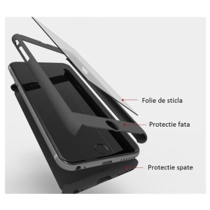 Set Husa si Folie de Protectie, Flippy, Compatibila cu Apple iPhone X, Full Cover 360°, Plastic + Sticla, Negru - Img 22
