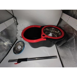 Set mop rotativ cu galeata Flippy, material plastic si microfibra, rezistent, cu dop scurgere, vas detasabil, pentru interior, capacitate 8 l, negru/rosu - Img 8