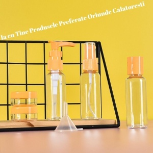 Set Recipiente pentru Cosmetice, Flippy, 5 Piese, cu Gentuta, pentru Calatorii, Reutilizabile, Portocaliu, Material Plastic, 40 ml, 10g - Img 2