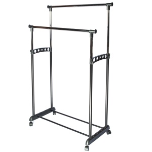 Stand haine dublu, negru, 83x43x94-168 cm - Img 3