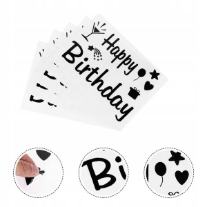 Sticker Autocolant pentru Baloane, Flippy, Tematica Aniversare, Model Happy Birthday, 29x21 cm, Negru - Img 4