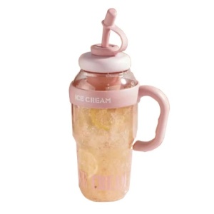 Sticla de Apa, Flippy, Termica, Mentinere 6 Ore, 1400 mL, cu Pai si Capac, PP si Silicon, cu Maner Alb, 25.5x7.5 cm, Roz Deschis - Img 8