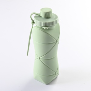 Sticla de apa pliabila Flippy, din silicon,reutilizabila, rezistenta la temepreturi ridiate, usor de depozitat si carat, 22 x 7.8 cm, 600 ml, verde - Img 7