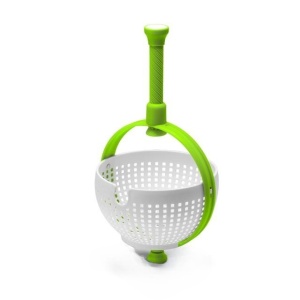 Strecuratoare multifunctionala rotativa, cu maner, material ABS, 22x12 cm, maner 18 cm, cu ventuza pentru prindere sigura, practic si usor de folosit, verde - Img 1