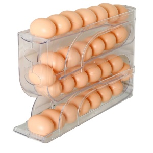 Suport Organizator pentru Oua, Flippy, pentru Frigiderul, Patru straturi, 32x20x7 cm, Transparent
