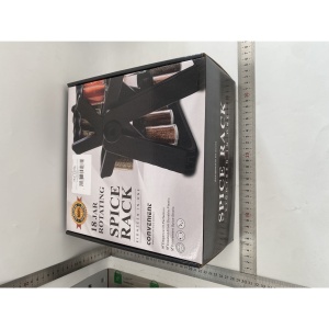 Suport Pentru Condimente Rotativ, Flippy, Multifunctional, Pivotant 360°, Portabil, Usor de Montat, 34x23 cm, ABS/Sticla, Negru - Img 2