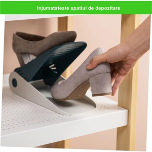 Suport pentru Pantofi, Flippy, cu Două Straturi, Organizator, Antiderapant și Durabil, Inălțime Reglabilă, 25.5x11x7.5 cm, Albastru, 150 g - Img 2