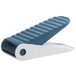 Suport pentru Pantofi, Flippy, cu Două Straturi, Organizator, Antiderapant și Durabil, Inălțime Reglabilă, 25.5x11x7.5 cm, Albastru, 150 g - Img 1