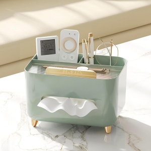 Suport pentru Servetele, Flippy, Cutie Multifunctionala, Design Minimalist, ABS, cu Suport pentru Obiectele Personale, pentru Birou, 21x15x13 cm, Verde - Img 6